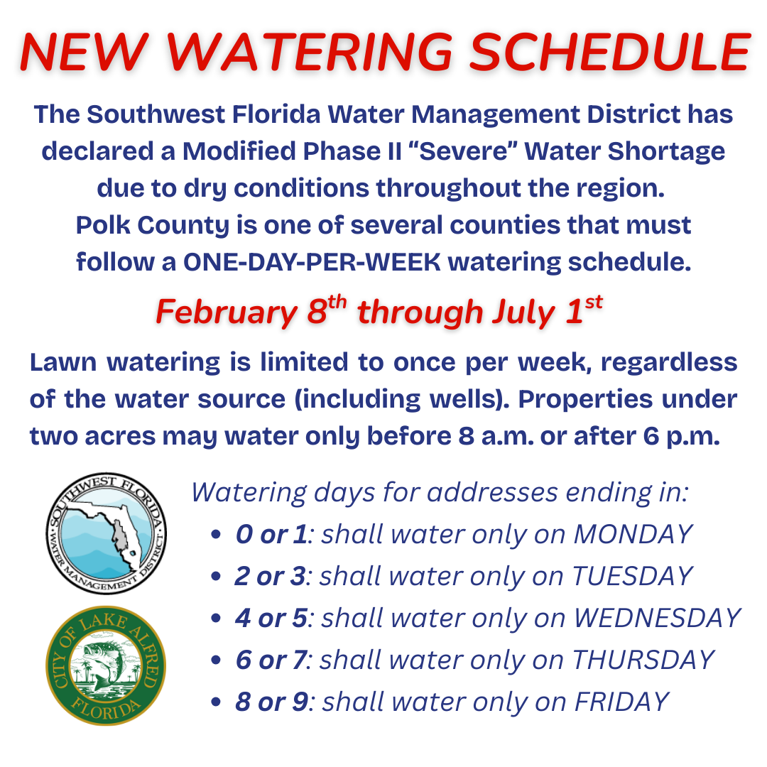 New Watering Schedule from the Southwest Florida Water Management District